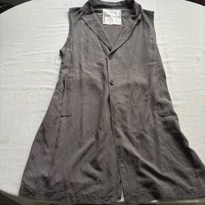 Syngman Cucala Sleeveless Linen Blend Long Vest Cardigan Grey M | Minimal